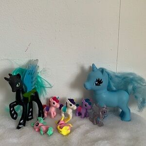 My Little Pony Black & Blue Unicorn and Mini Pony Set-Lot of Ten